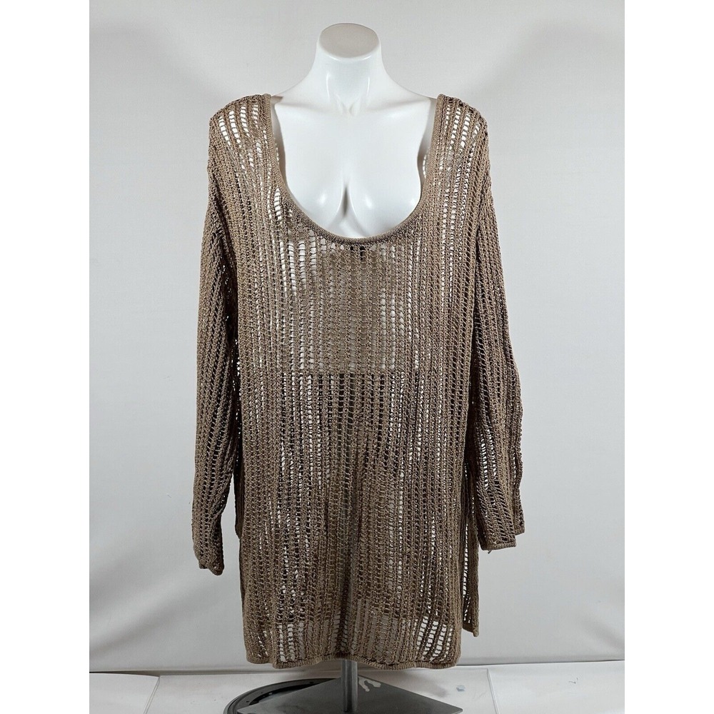 Mossimo Dutti Open Knit Sweater L Brown Minimalist Luxe